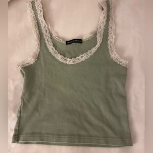 Brandy Melville Green Lace Tank Top